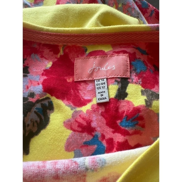 Joules Riviera Print T-Shirt Style Dress in Lemon Floral Size US 12 - Picture 5 of 7
